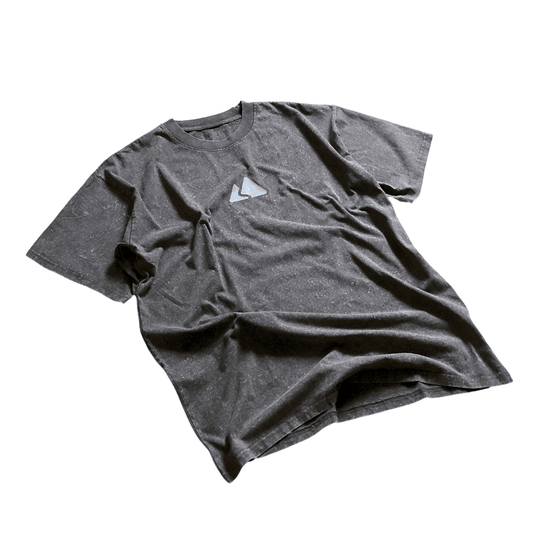 Washed grey cotton drop shoulder tee front view
