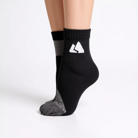 Hochwertige schwarze Merino-Performance-Crew-Socken für Wanderaktivitäten