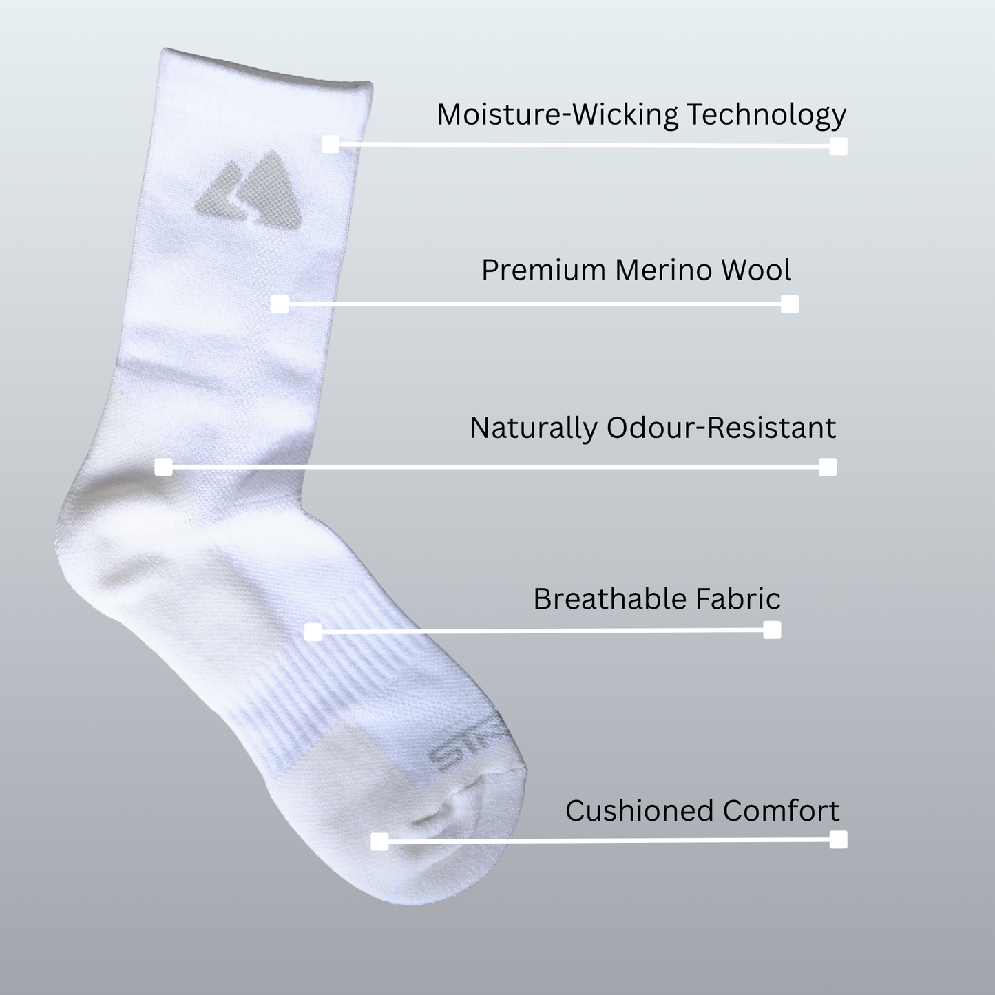 Off White Merino Wool Active Hiking Socks - Unisex